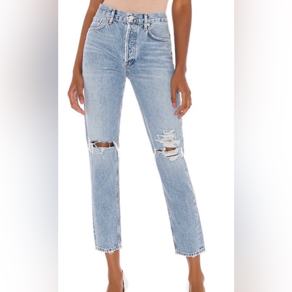 Agolde Jaime High Rise Classic Distressed Jeans